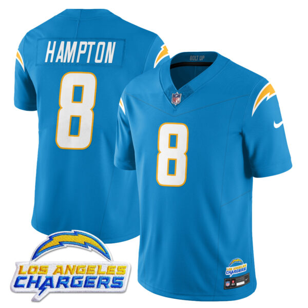 Men’s Los Angeles Chargers Alternate 2025 Jersey – All Stitched Blue Omarion Hampton – 8 Jersey