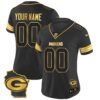Packers Home Patch Gold Vapor Custom Jersey – All Stitched – Women – Black Gold