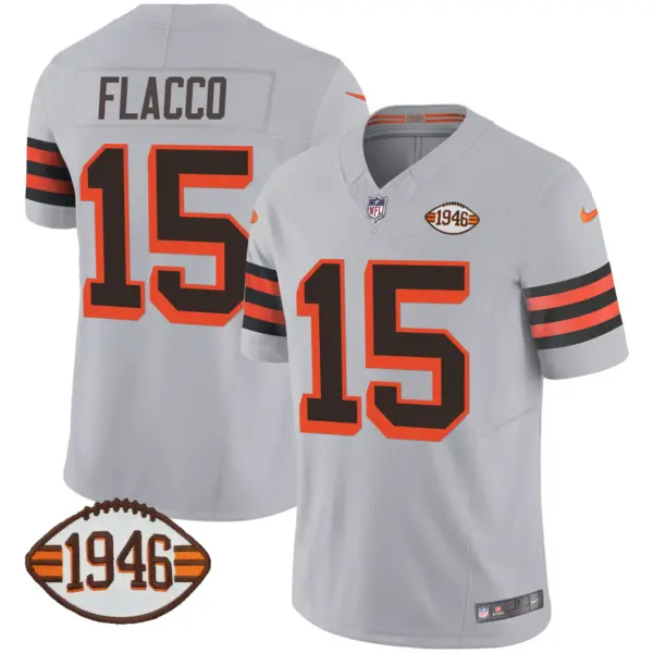 Mens Cleveland Browns 1946 75Th Anniversary Patch Jersey Joe Flacco Jersey Gray