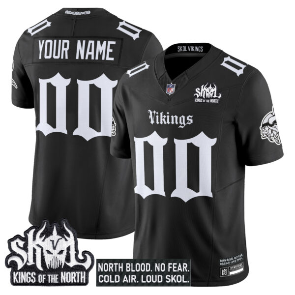 Minnesota Vikings ‘Gothic Norseblood Edition’ Vapor Limited Custom Jersey – All Stitched Men Black Jersey