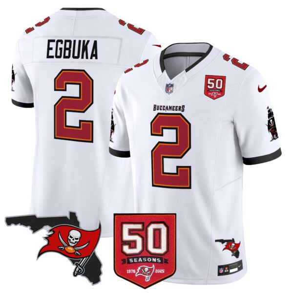 Tampa Bay Buccaneers ’76 Vapor Limited Jersey – All Stitched N1 – White – Emeka Egbuka Jersey