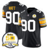 Men’s Steelers 50th Anniversary Of Super Bowl IX Patch Vapor Limited Jersey – All Stitched 1975 Throwback T. J. Watt Jersey