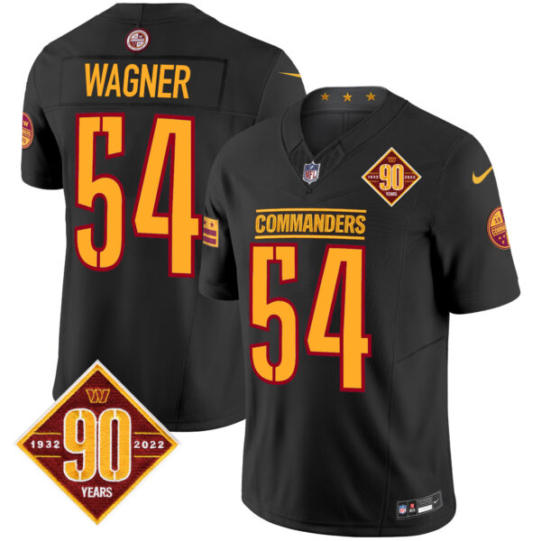 Men’s Washington Commanders 90th Anniversary Patch Vapor Limited Jersey – All Stitched – Black – Bobby Wagner