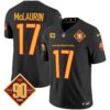 Men’s Washington Commanders 90th Anniversary Patch Vapor Jersey V3 – All Stitched – Black – Terry McLaurin