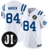 Men’s Indianapolis Colts Limited 2025 Jersey – Memorial Patch for Jim Irsay – All Stitched White Tyler Warren – 84 Jersey