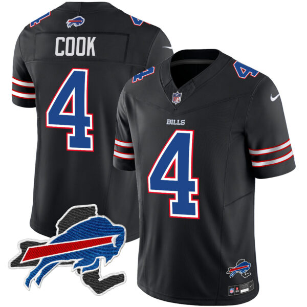 Men’s Bills New York Patch Vapor Limited Jersey – All Stitched Black James Cook Jersey