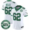 Womens Philadelphia Eagles 2024 Throwback Vapor Limited Jersey Est 1933 Patch Jason Kelce Jersey Kelly White