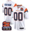 Denver Broncos 3-Time Champions Patch Game Custom Jersey – Al Stitched – White Jersey