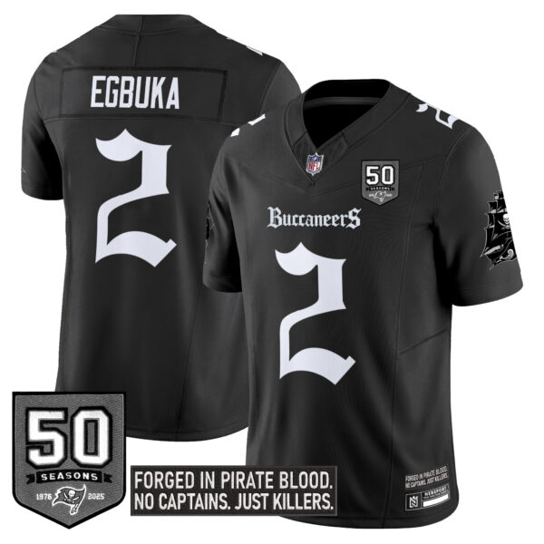 Men’s Tampa Bay Buccaneers ‘Gothic Pirate Shadows Edition’ Limited Jersey – All Stitched Black Emeka Egbuka Jersey