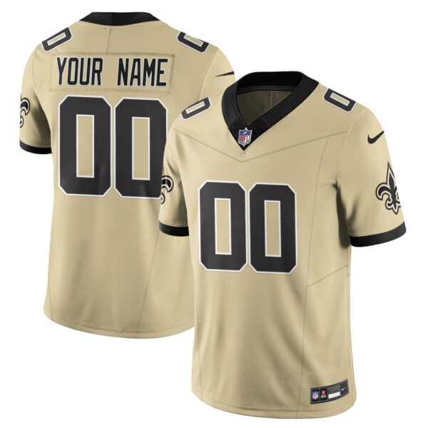 New Orleans Saints Golds Alternate Vapor Limited Custom Jersey – All Stitched Men Gold Jersey