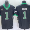 Men’s Philadelphia Eagles #1 Jalen Hurts Black 2023 F.U.S.E. Vapor Untouchable With C Patch Stitched Football Jersey