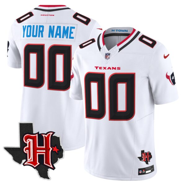 Houston Texans 2024 Texas Patch Vapor Limited Custom Jersey V5 – All Stitched – White Jersey