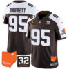 Men’s Browns #32 Jim Brown Memorial & Home Patch Vapor Limited Jersey – All Stitched Alternate Myles Garrett Jersey