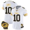 Women’s Packers Home Patch Gold Vapor Jersey – All Stitched – White Gold – Jordan Love