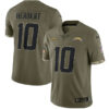 Men’s Los Angeles Chargers #10 Justin Herbert 2022 Olive Salute To Service Limited Stitched Jersey