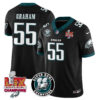 Philadelphia Eagles Super Bowl LIX Champions Jersey – All Stitched – Black – Brandon Graham – 55 Jersey