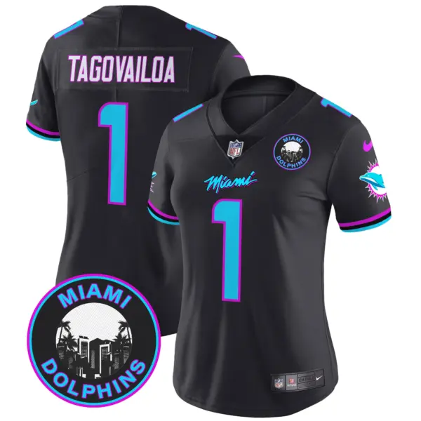 Womens Miami Dolphins Miami Vice Vapor Limited Jersey V3 Tua Tagovailoa Jersey Black