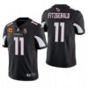Men’s Arizona Cardinals #11 Larry Fitzgerald Black With C Patch & Walter Payton Patch Limited Stitched Jersey