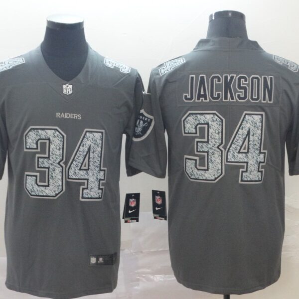 Nike Raiders 34 Bo Jackson Gray Camo Vapor Untouchable Limited Jersey