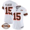 Women’s Browns 1946 75th Anniversary Patch Jersey – All Stitched – 1946 White – Joe Flacco