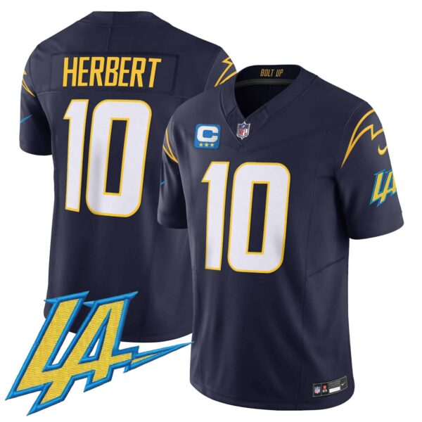 Men’s Chargers Vapor Limited Jersey V2 – All Stitched – Navy – Justin Herbert