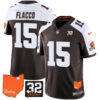 Men’s Browns #32 Jim Brown Memorial & Home Patch Vapor Limited Jersey – All Stitched Alternate Joe Flacco Jersey
