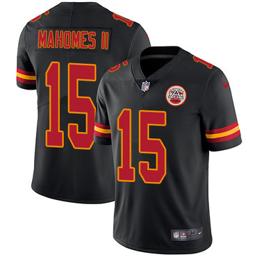 Size XXXXL Nike Kansas City Chiefs #15 Patrick Mahomes II Black Men’s Stitched NFL Limited Rush Jersey