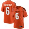 Cincinnati Bengals #6 Jake Browning Orange Stitched Game Jersey