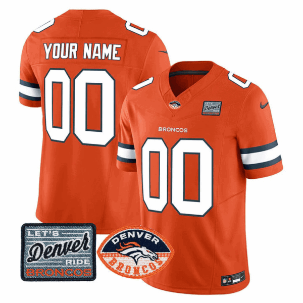 Denver Broncos Logo Patch Vapor Limited Custom Jersey – All Stitched – Men – Orange