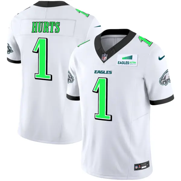 Mens Philadelphia Eagles Autism Foundation Patch Vapor Limited Jersey Jalen Hurts Jersey White