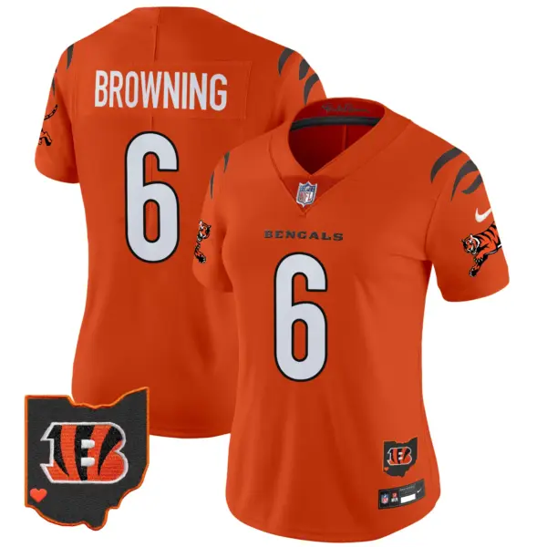 Womens Cincinnati Bengals 2024 Vapor Limited Jersey Jake Browning Jersey Orange