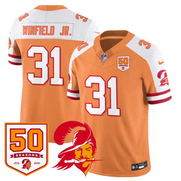 Tampa Bay Buccaneers ’76 Vapor Limited Jersey – All Stitched – Creamsicle Alternate – Antoine Winfield Jr. – 31 Jersey