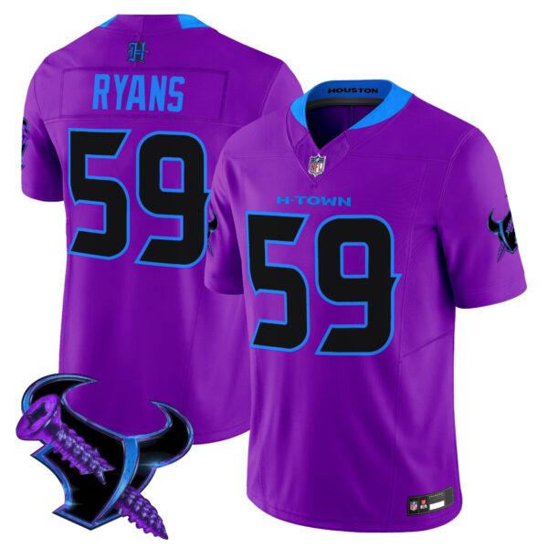 Men’s Houston Texans 2025 DJ Screw Vapor Limited Jersey – All Stitched Purple DeMeco Ryans Jersey