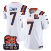 Denver Broncos 3-Time Champions Patch Vapor Limited Jersey V2 – All Stitched – White – John Elway Jersey
