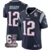 #12 Tom Brady New England Patriots Jersey – 6x SB Champions Patch Men Navy Jersey