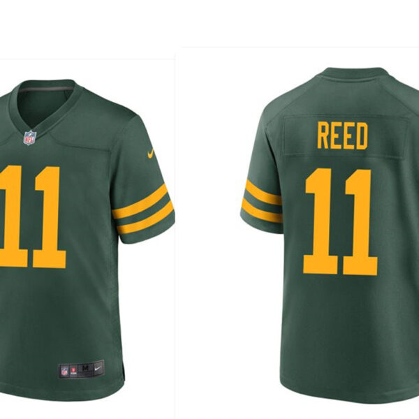 Men’s Green Bay Packers #11 Jayden Reed Green Stitched Game Jersey