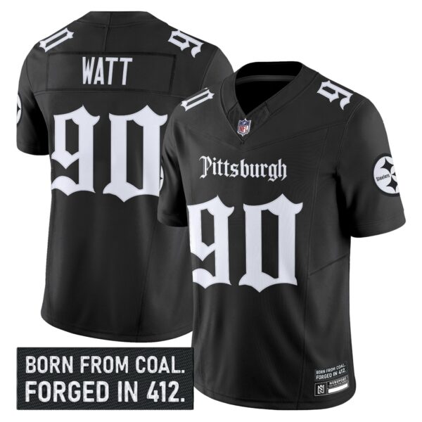 Pittsburgh Steelers ‘Gothic Steel City Edition’ Vapor Limited Jersey – All Stitched – Black – T. J. Watt Jersey