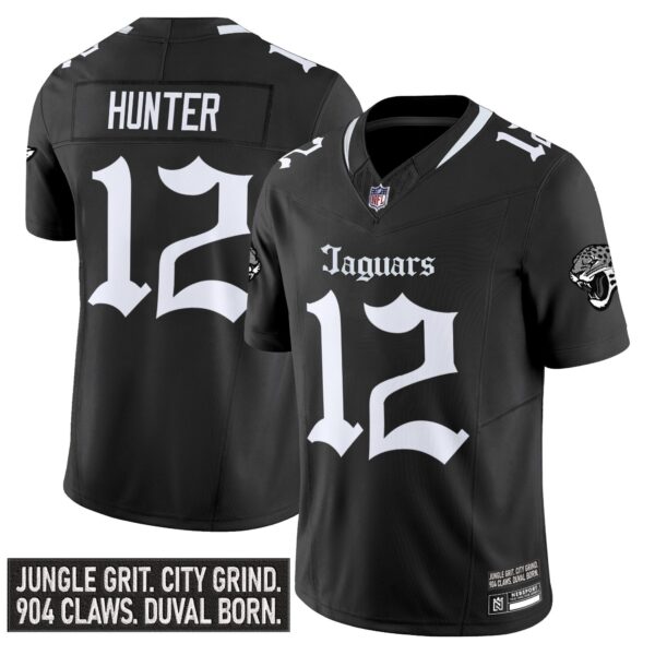 Jacksonville Jaguars ‘Gothic Duvall Shadows Edition’ Vapor Jersey – All Stitched – Black – Travis Hunter Jersey