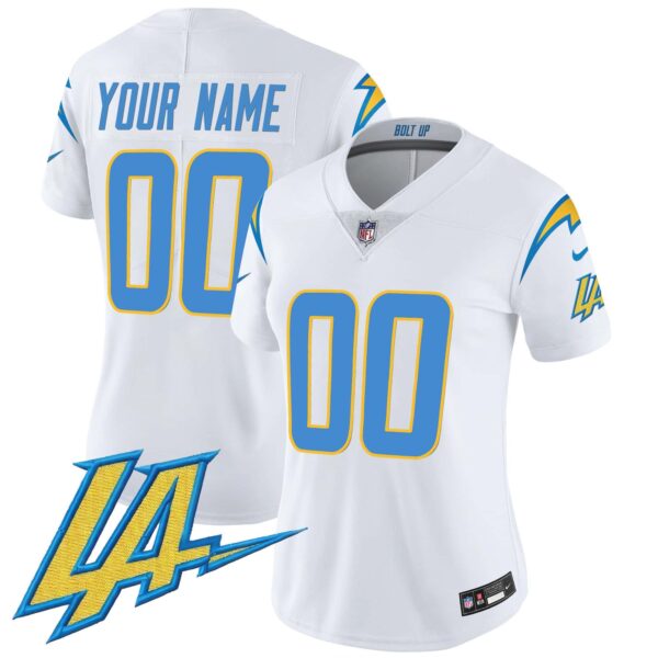 Chargers Vapor Limited Custom Jersey V2 – All Stitched – Women – White
