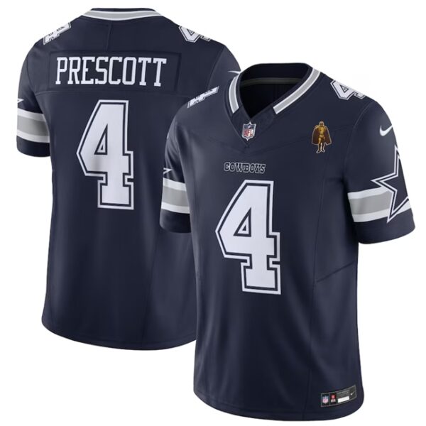 Men’s Dallas Cowboys #4 Dak Prescott Navy 2023 F.U.S.E. With Walter Payton Patch Vapor Limited Football Stitched Jersey