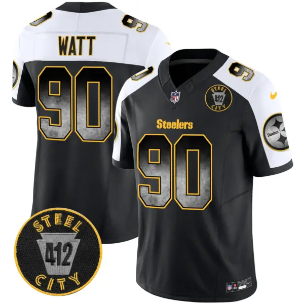 Mens Pittsburgh Steelers Arch Smoke 412 Patch Vapor Limited Jersey Tjwatt Jersey Alternate
