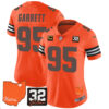 Women’s Browns #32 Jim Brown Memorial & Home Patch Vapor Limited Jersey – All Stitched Orange Myles Garrett Jersey