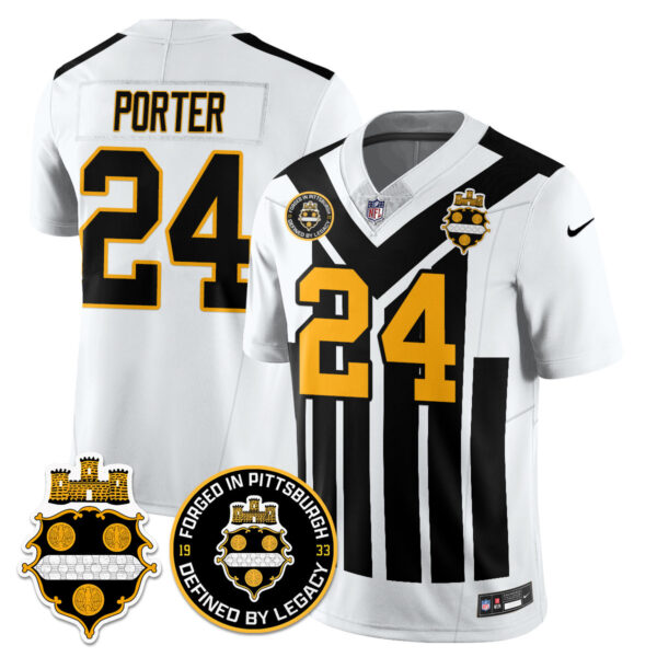 Men’s Pittsburgh Steelers Alternate 1933 Throwback Limited Jersey – All Stitched White Joey Porter – 24 Jersey