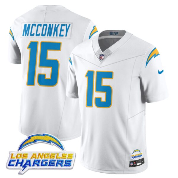 Los Angeles Chargers Alternate 2025 Jersey – All Stitched – White – Ladd McConkey – 15 Jersey