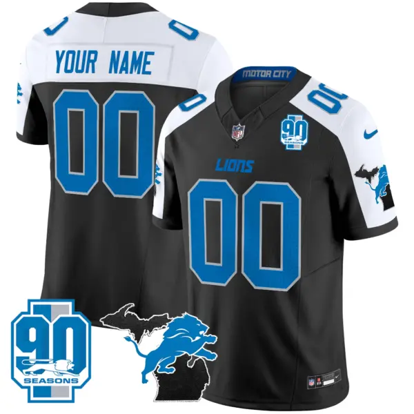 Men’s Detroit Lions 2024 Michigan 90Th Year Patch Vapor Custom Jersey Alternate