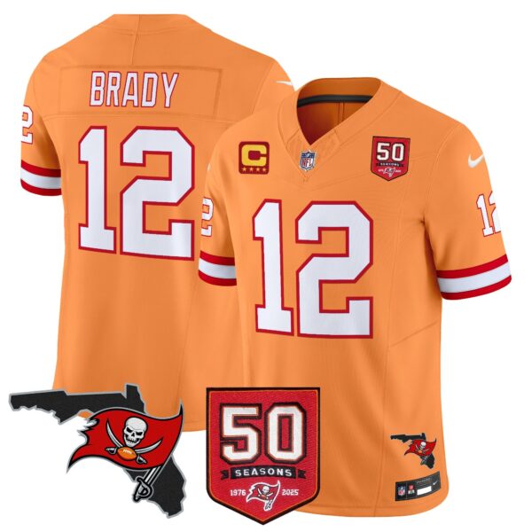 Tampa Bay Buccaneers ’76 Vapor Limited Jersey – All Stitched N1 – Creamsicle – Tom Brady Jersey