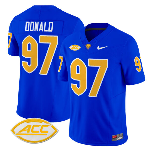 Men’s Pittsburgh Panthers 2024 Vapor Limited Jersey – All Stitched – Royal – Aaron Donald