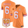 Men’s Tampa Bay Buccaneers Throwback 50th Season Patch Vapor Limited Jersey – All Stitched Creamsicle Baker Mayfield Jersey