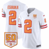 Men’s Tampa Bay Buccaneers Throwback 50th Season Patch Vapor Limited Jersey – All Stitched White Emeka Egbuka Jersey