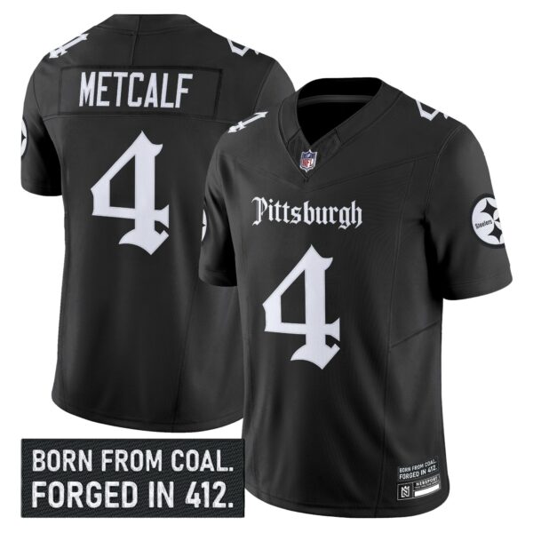 Pittsburgh Steelers ‘Gothic Steel City Edition’ Vapor Limited Jersey – All Stitched – Black – DK Metcalf Jersey